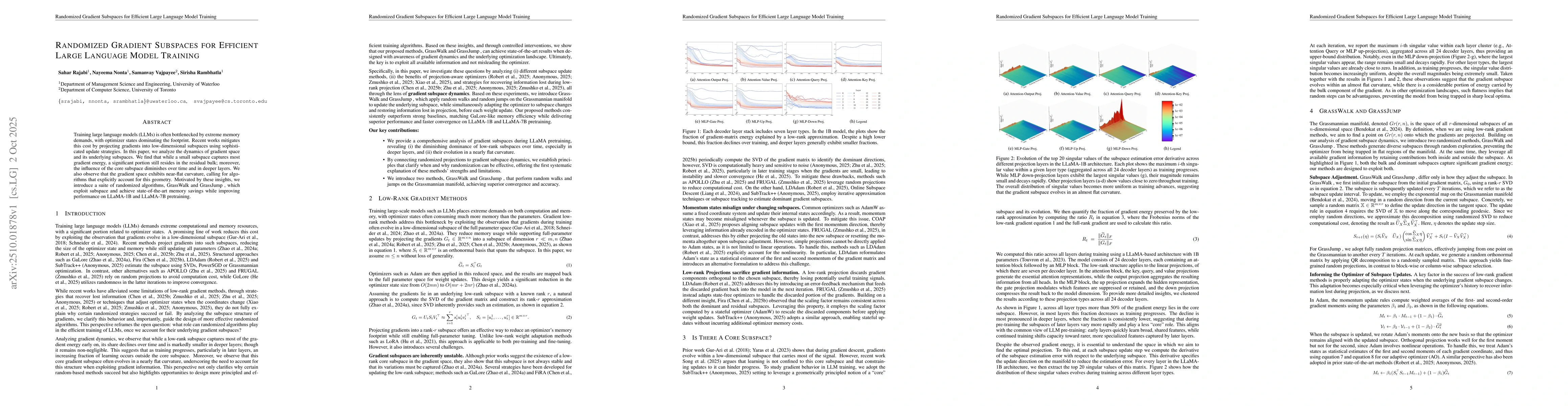 Thumbnail for Randomized Gradient Subspaces for Efficient Large Language Model
  Training