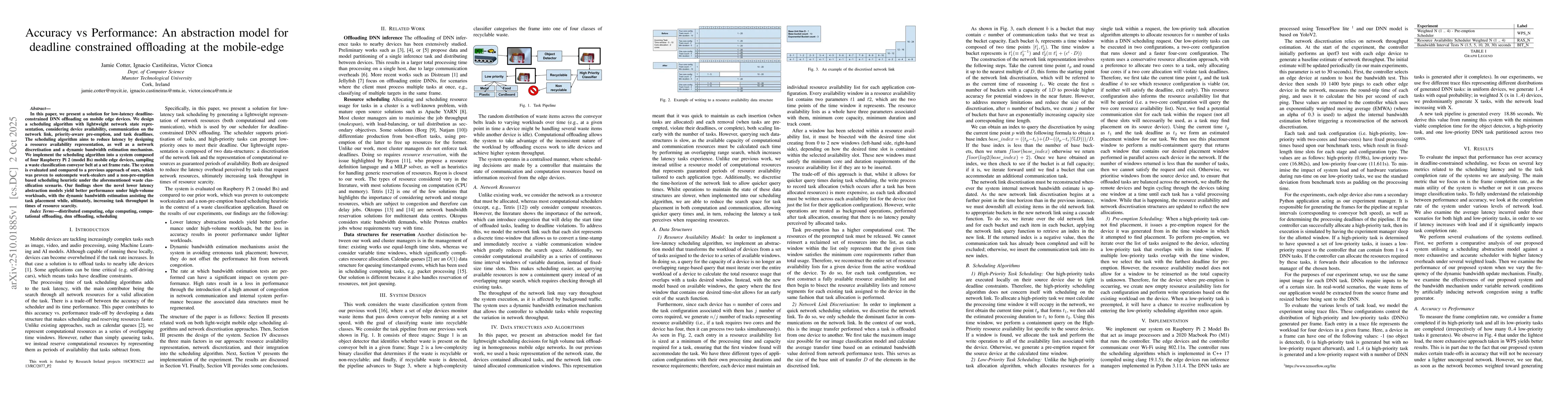 Thumbnail for Accuracy vs Performance: An abstraction model for deadline constrained
  offloading at the mobile-edge