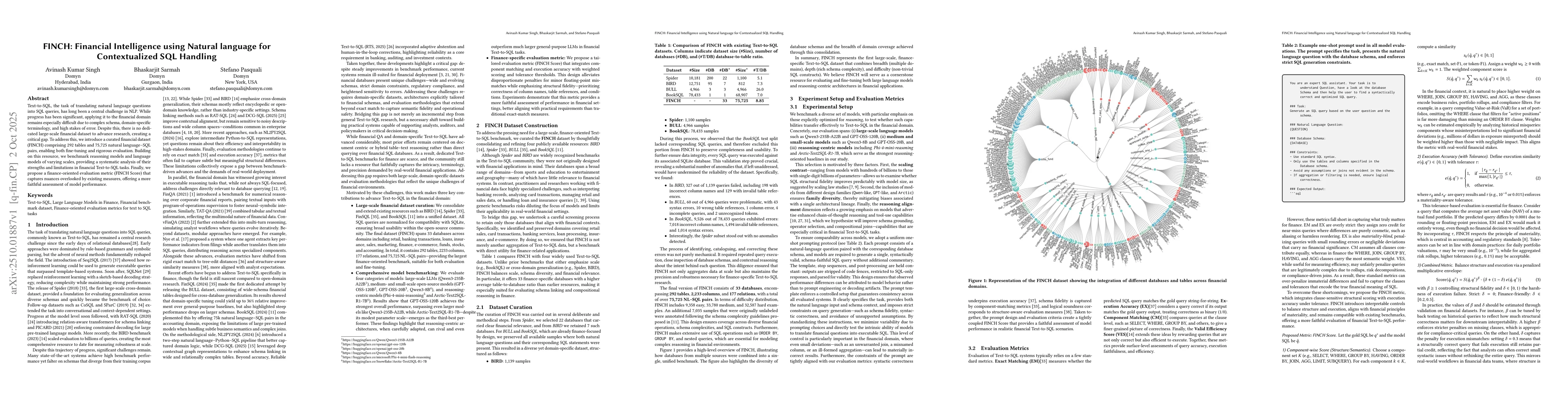 Thumbnail for FINCH: Financial Intelligence using Natural language for Contextualized
  SQL Handling
