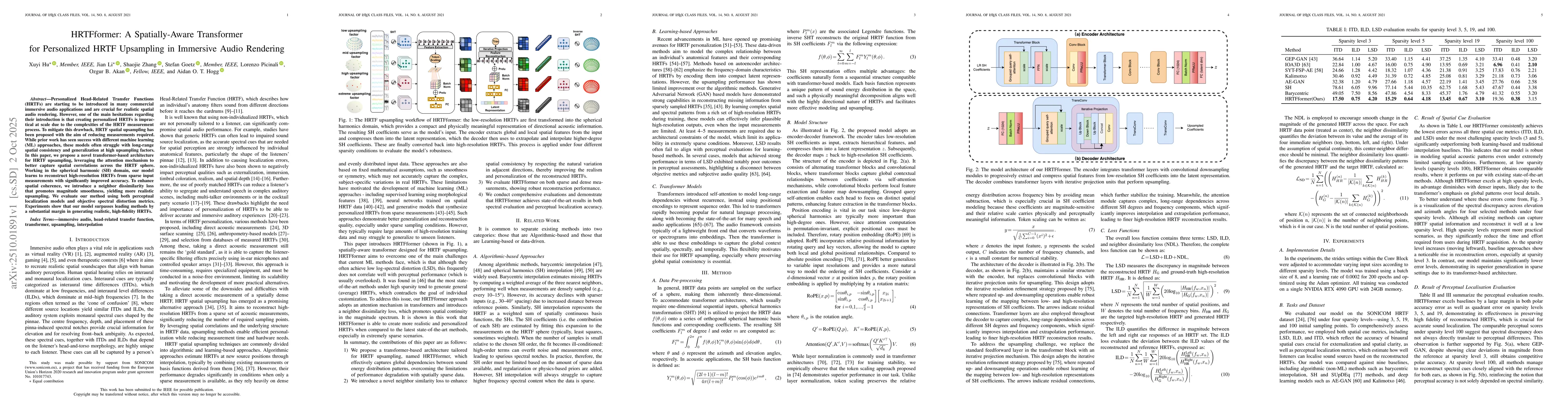 Thumbnail for HRTFformer: A Spatially-Aware Transformer for Personalized HRTF
  Upsampling in Immersive Audio Rendering
