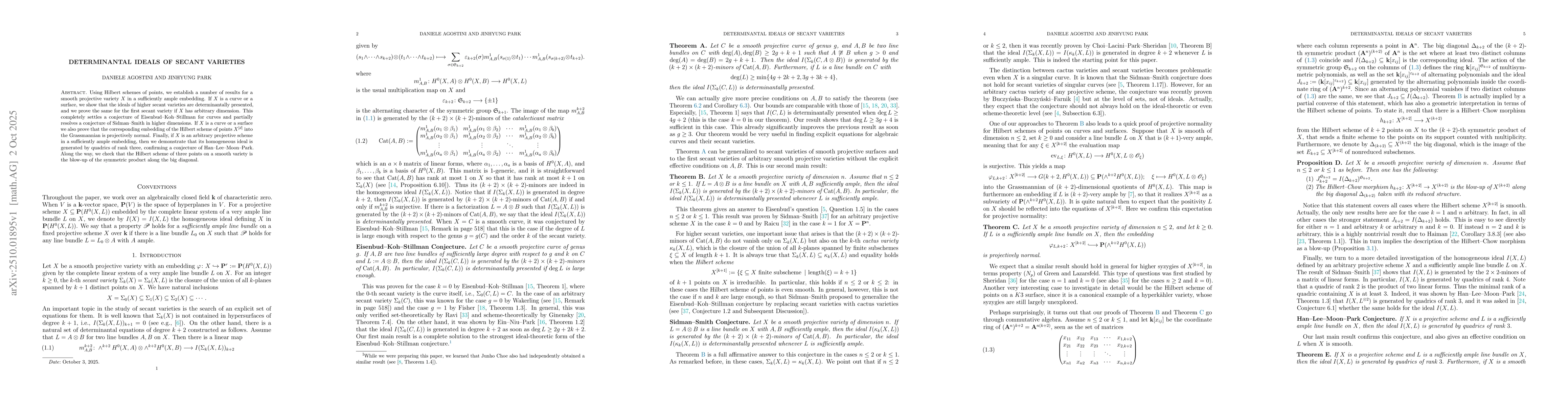 Thumbnail for Determinantal ideals of secant varieties
