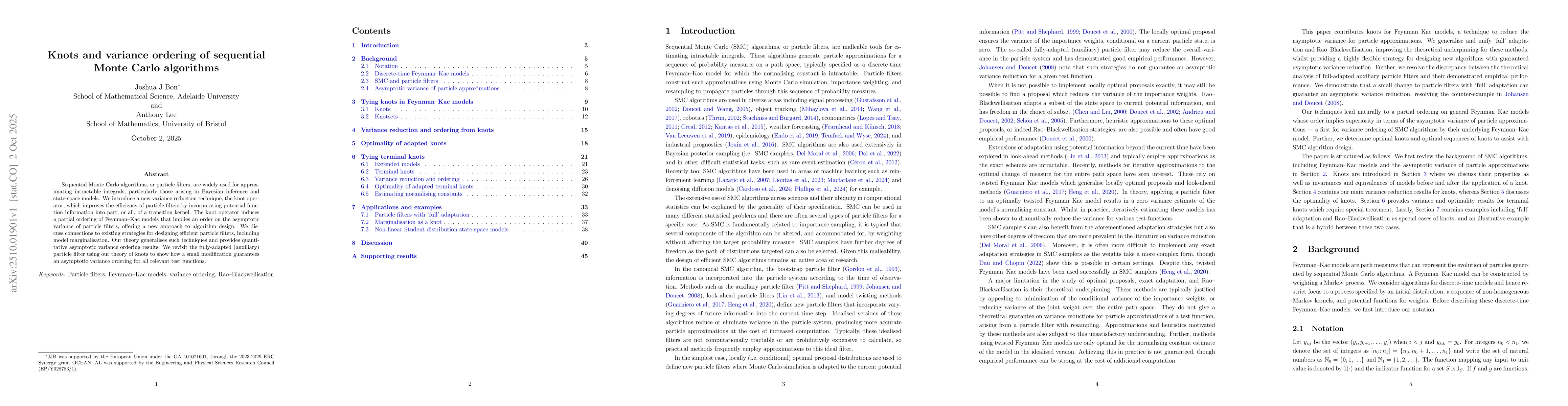 Thumbnail for Knots and variance ordering of sequential Monte Carlo algorithms