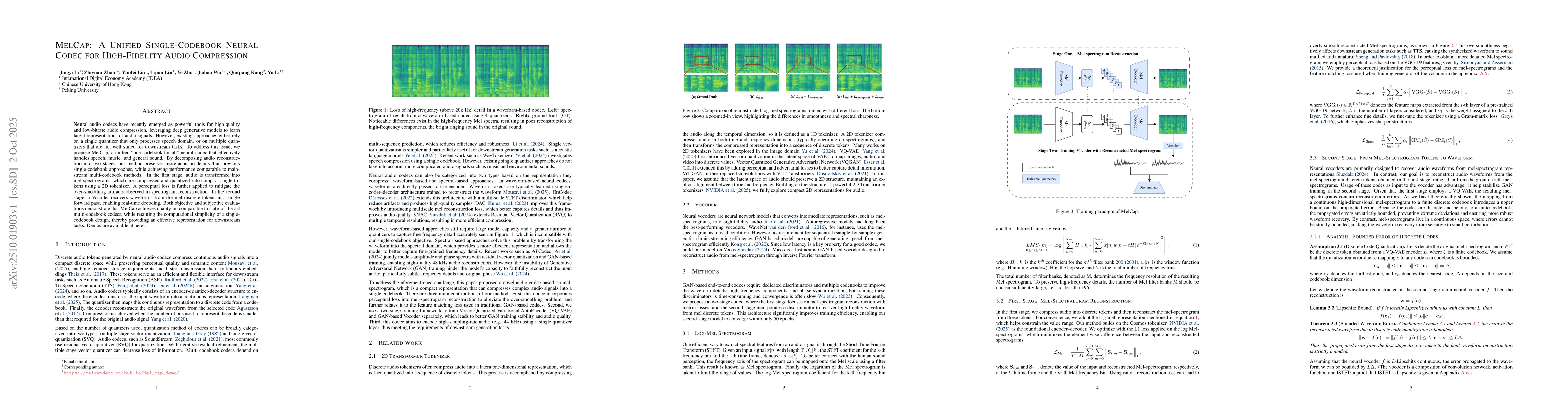 Thumbnail for MelCap: A Unified Single-Codebook Neural Codec for High-Fidelity Audio
  Compression