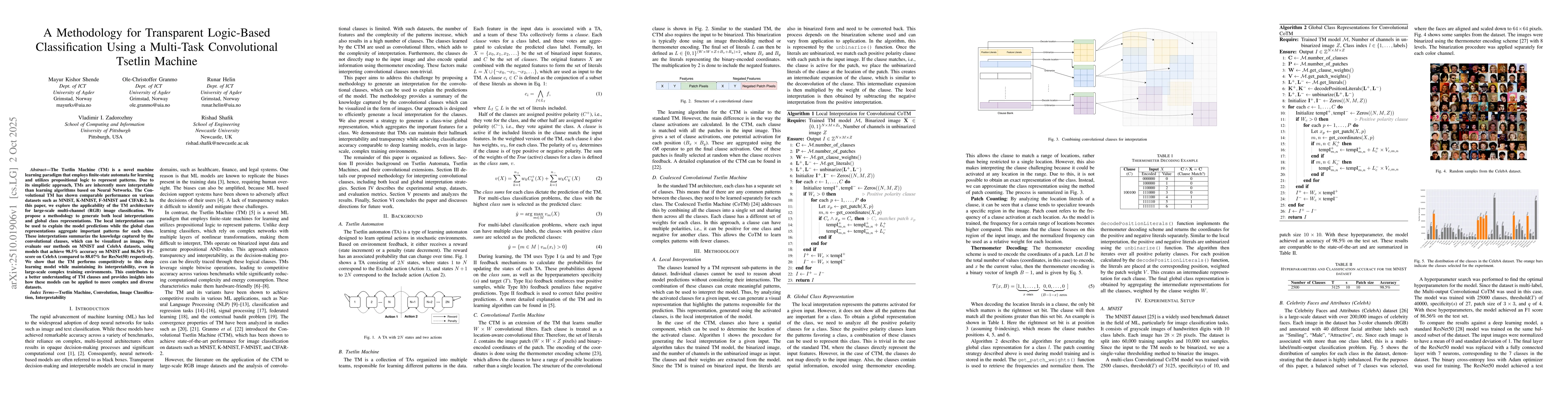 Thumbnail for A Methodology for Transparent Logic-Based Classification Using a
  Multi-Task Convolutional Tsetlin Machine