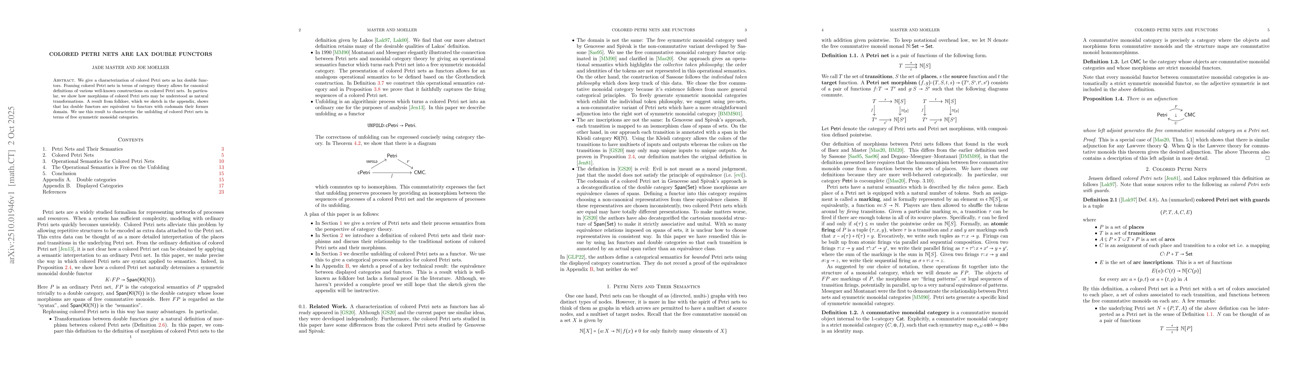 Thumbnail for Colored Petri Nets are Lax Double Functors