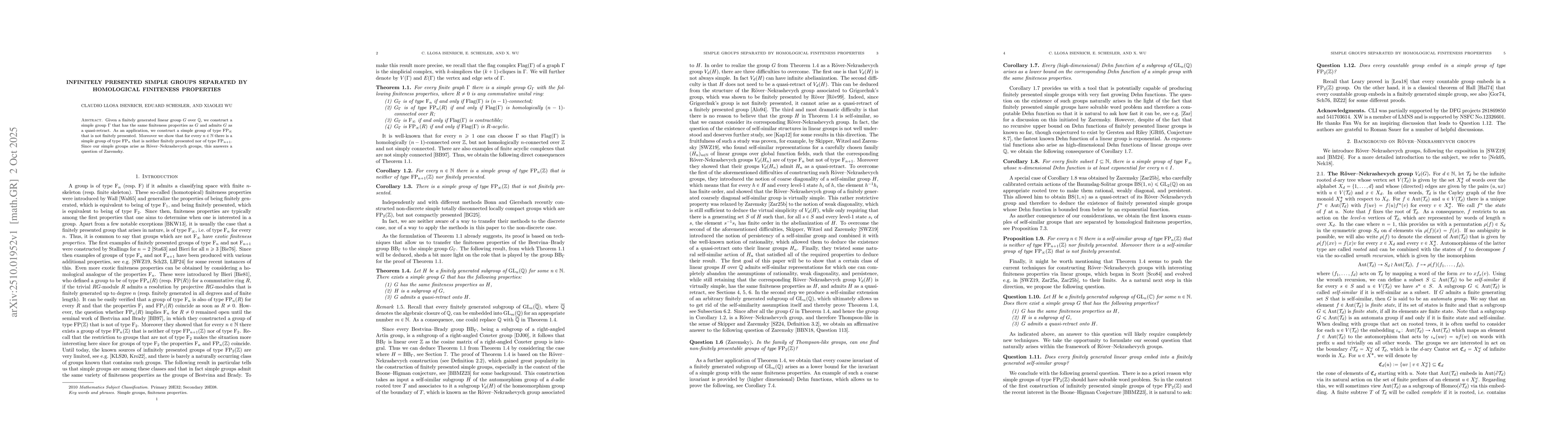 Thumbnail for Infinitely presented simple groups separated by homological finiteness
  properties