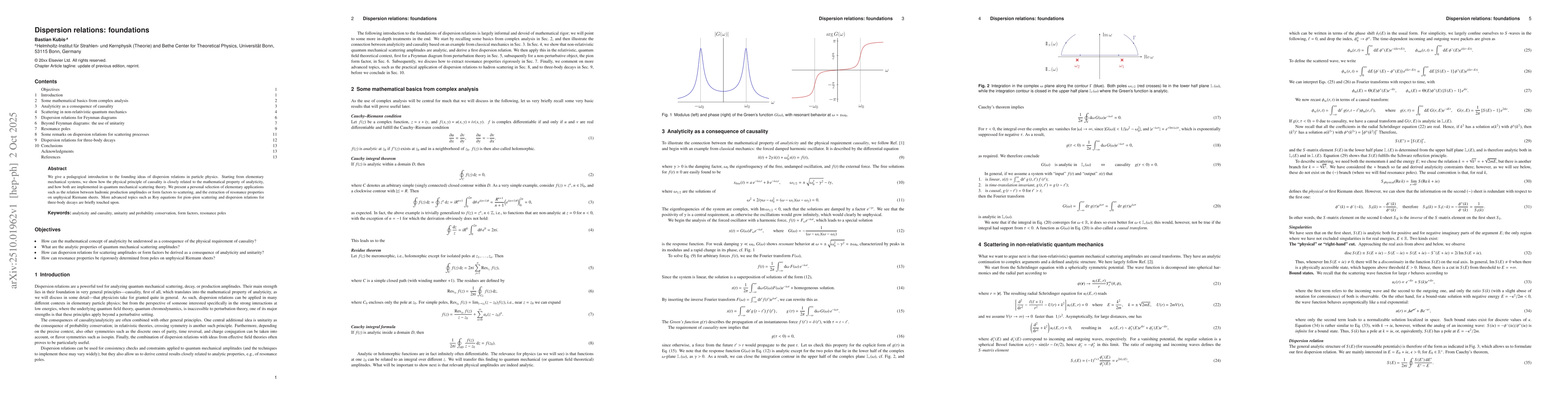 Thumbnail for Dispersion relations: foundations