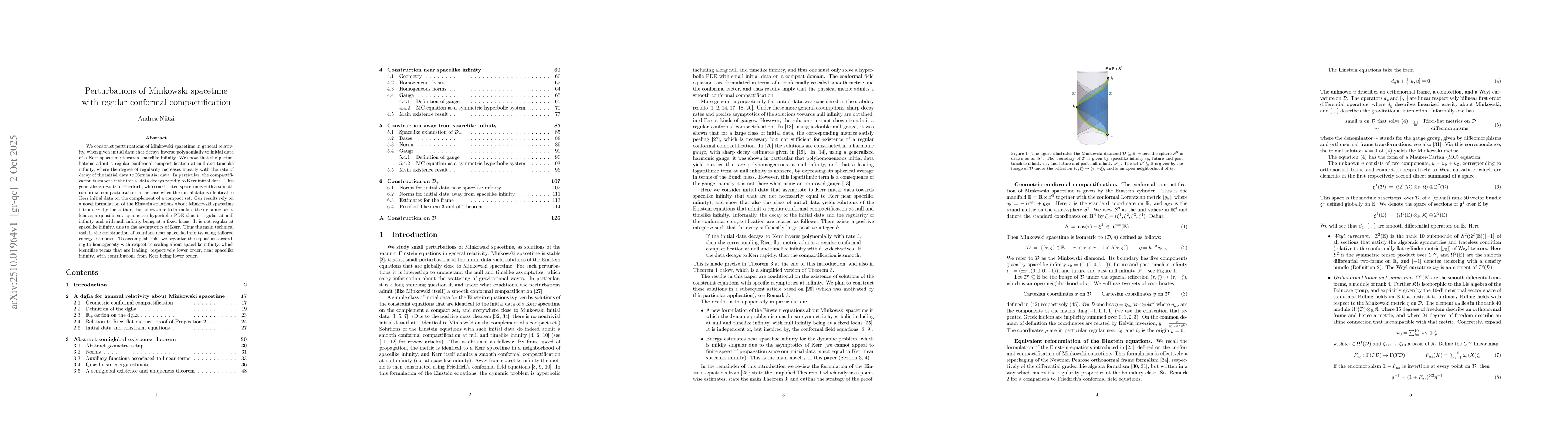 Thumbnail for Perturbations of Minkowski spacetime with regular conformal
  compactification