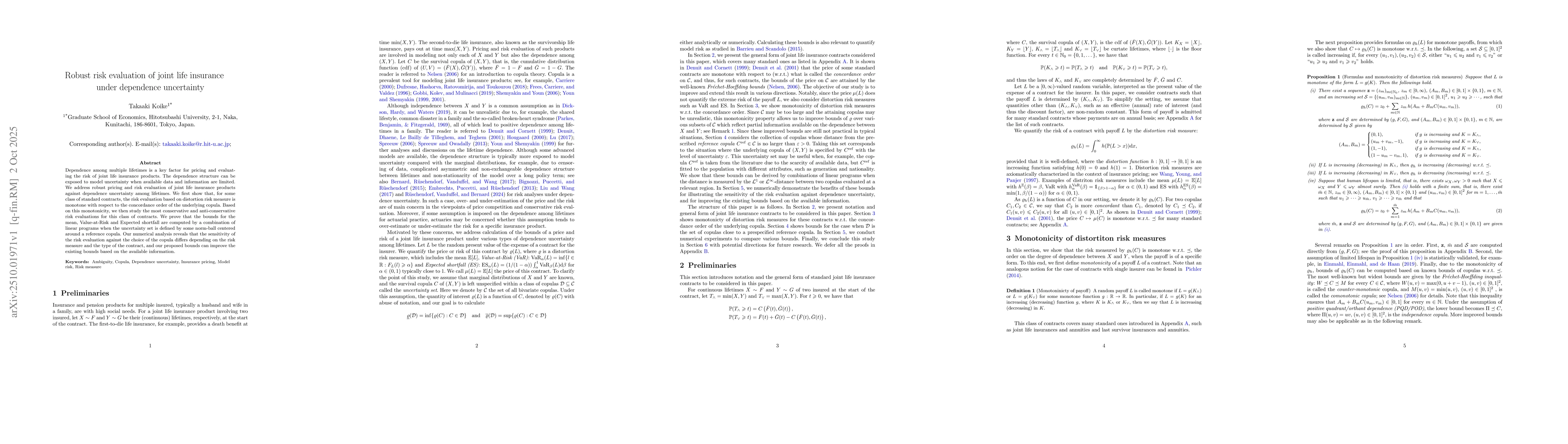 Thumbnail for Robust risk evaluation of joint life insurance under dependence
  uncertainty