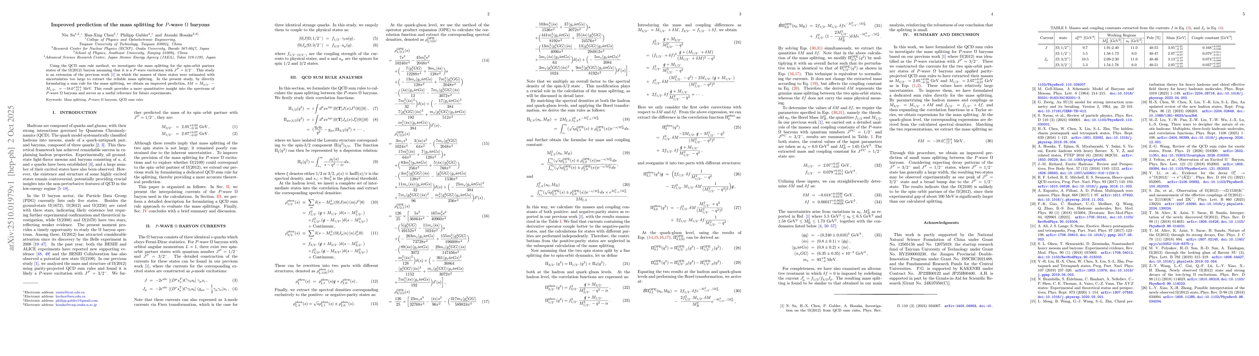 Thumbnail for Improved prediction of the mass splitting for $P$-wave $Ω$ baryons