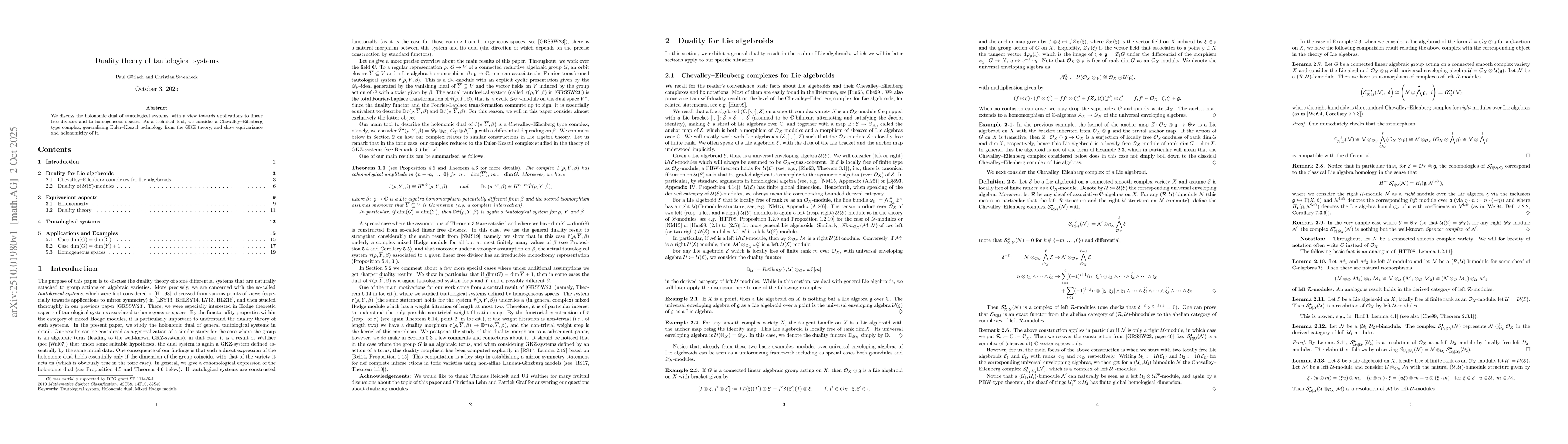 Thumbnail for Duality theory of tautological systems