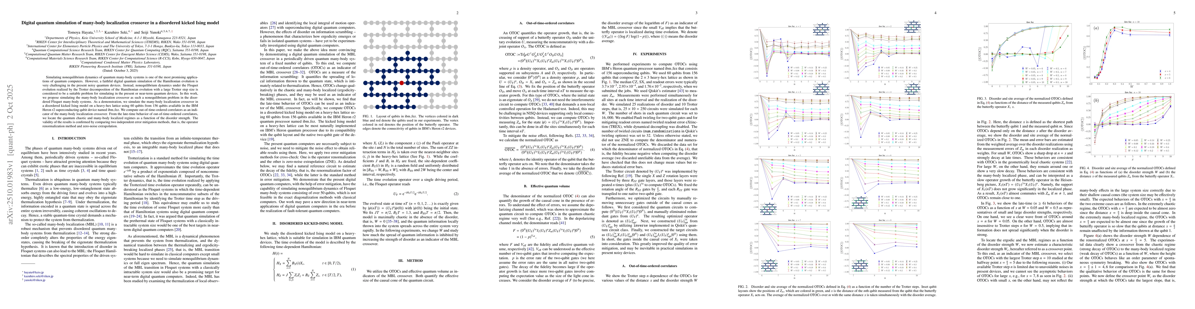 Thumbnail for Digital quantum simulation of many-body localization crossover in a
  disordered kicked Ising model