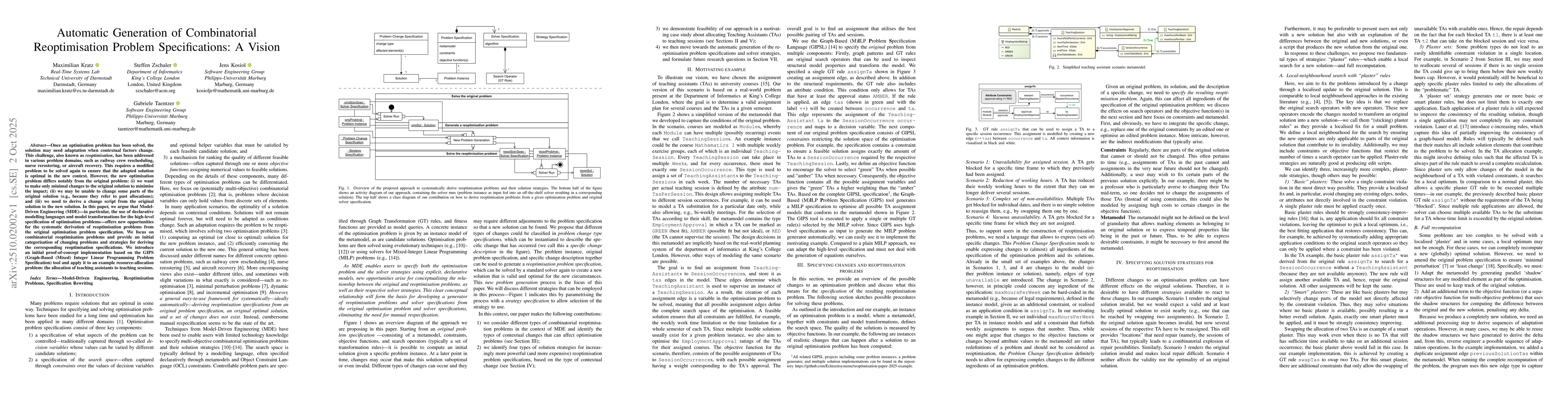 Thumbnail for Automatic Generation of Combinatorial Reoptimisation Problem
  Specifications: A Vision