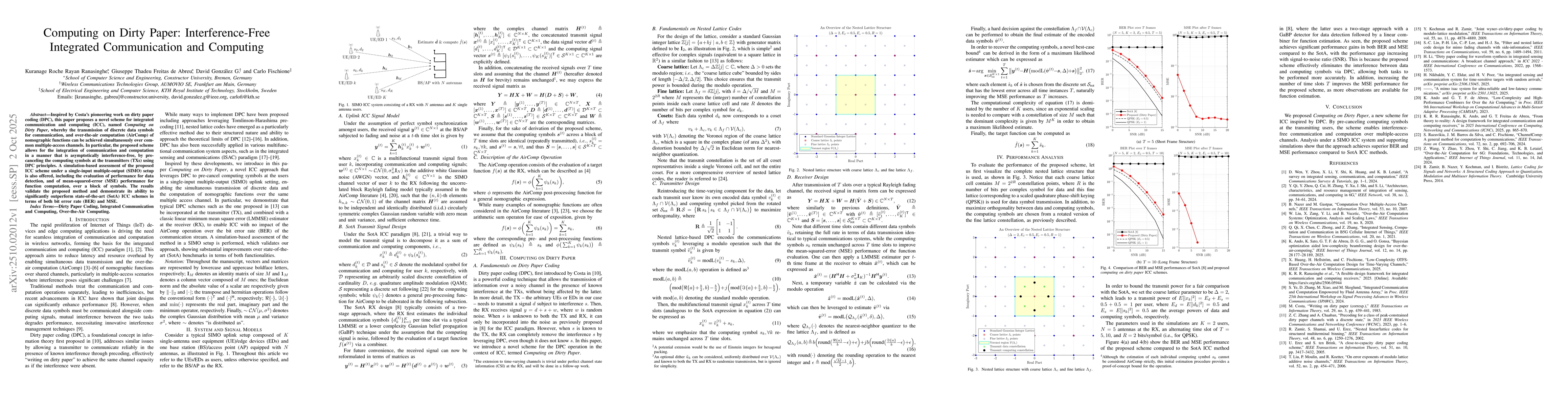 Thumbnail for Computing on Dirty Paper: Interference-Free Integrated Communication and
  Computing