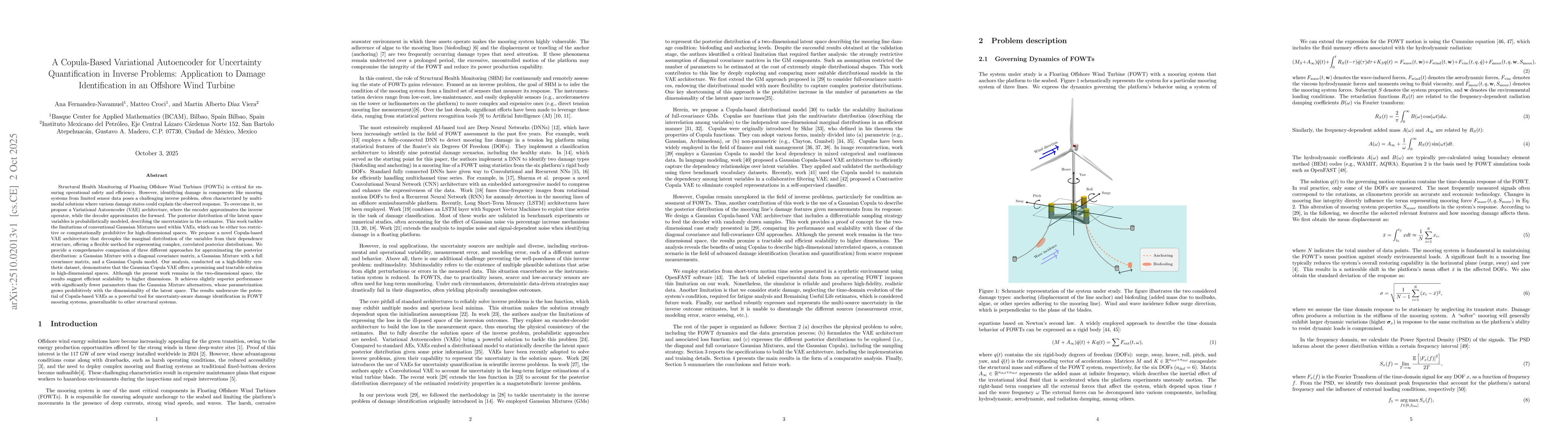 Thumbnail for A Copula-Based Variational Autoencoder for Uncertainty Quantification in
  Inverse Problems: Application to Damage Identification in an Offshore Wind
  Turbine