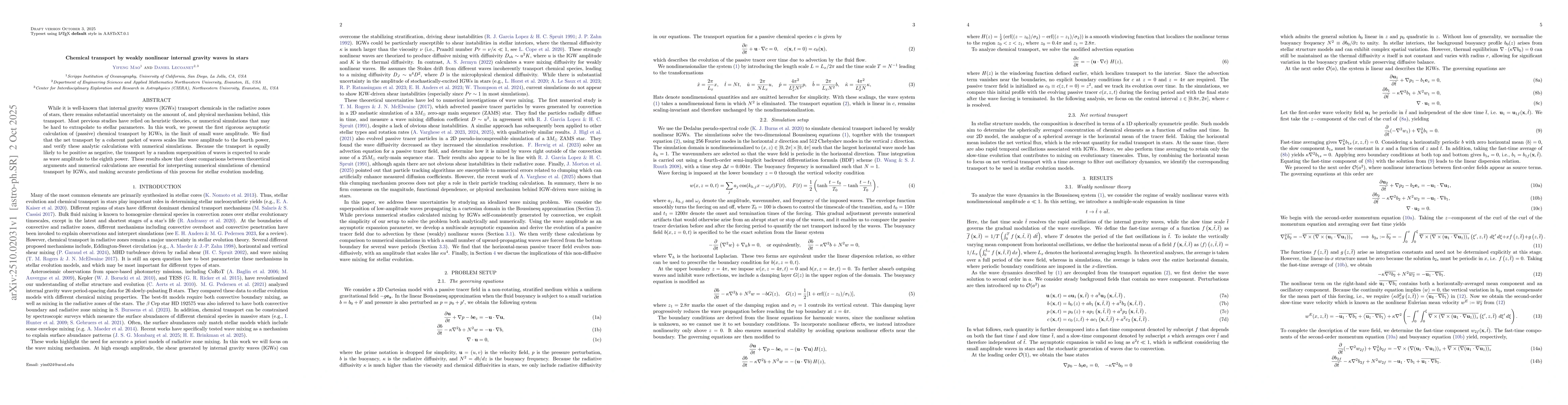 Thumbnail for Chemical transport by weakly nonlinear internal gravity waves in stars