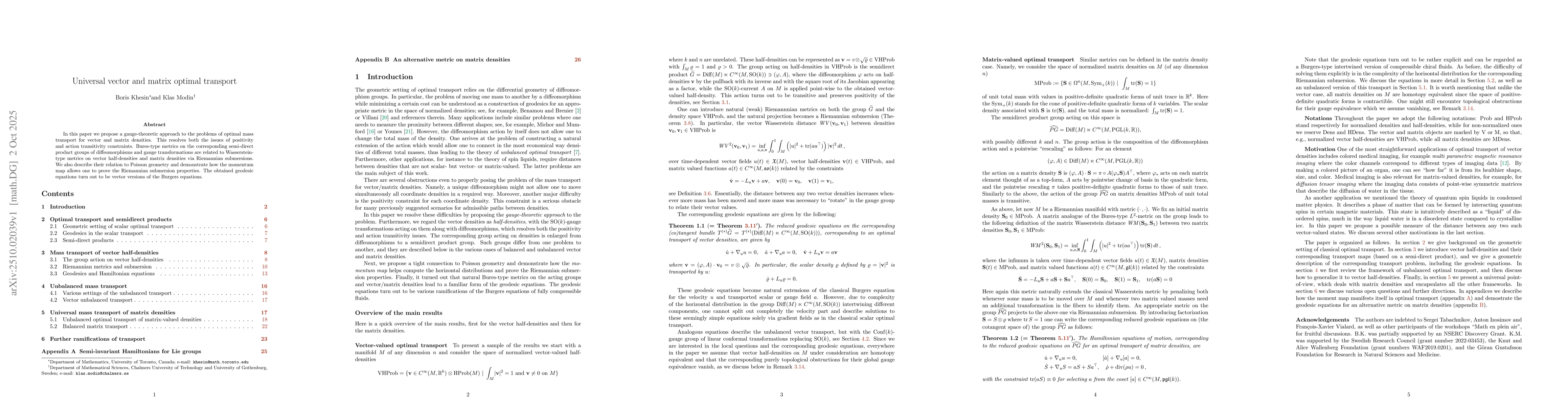 Thumbnail for Universal vector and matrix optimal transport