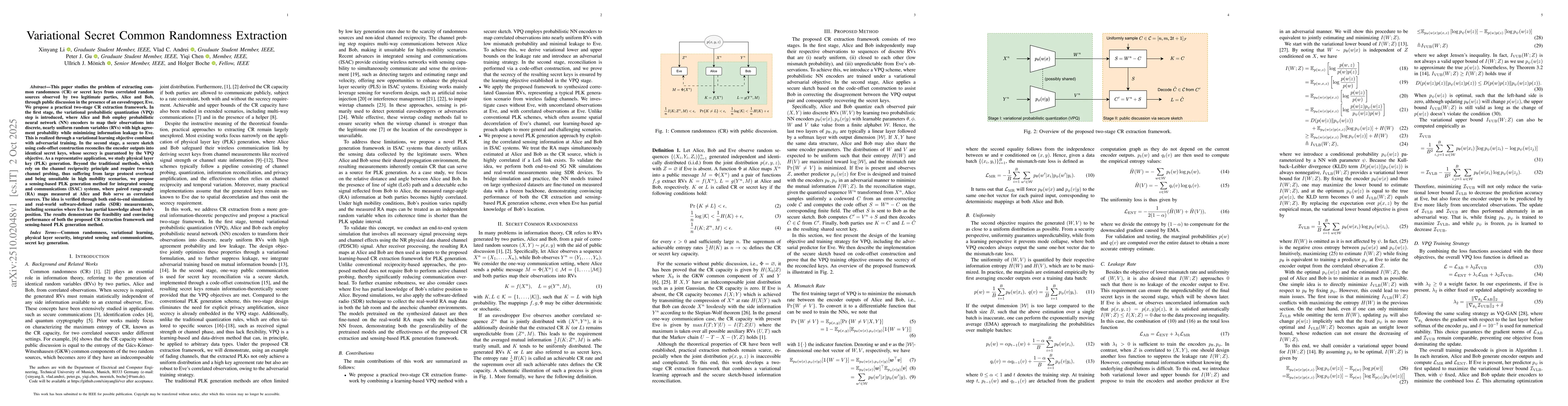 Thumbnail for Variational Secret Common Randomness Extraction
