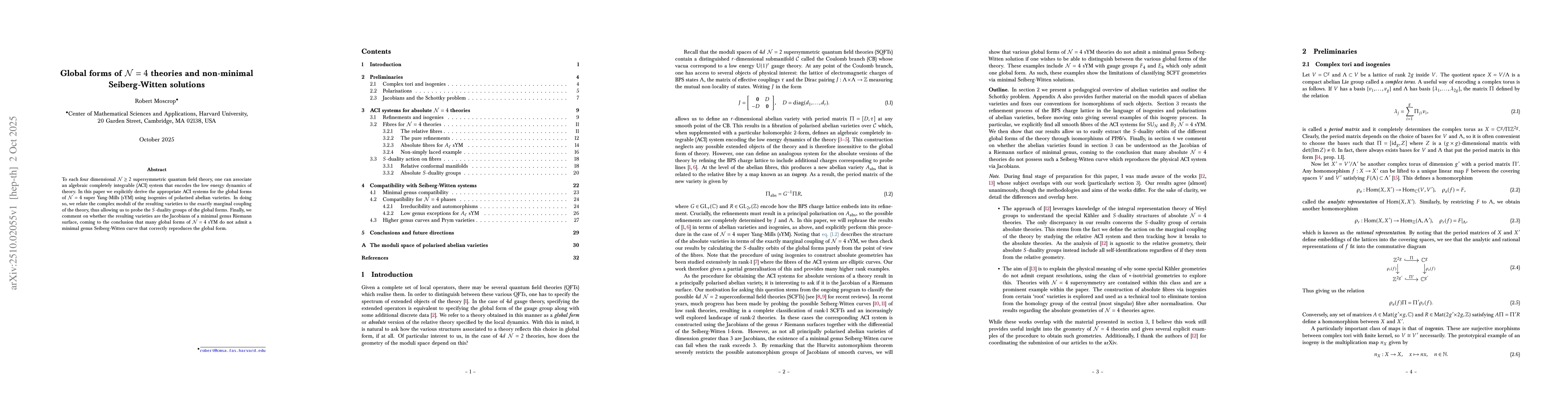Thumbnail for Global forms of $\mathcal{N}=4$ theories and non-minimal Seiberg-Witten
  solutions