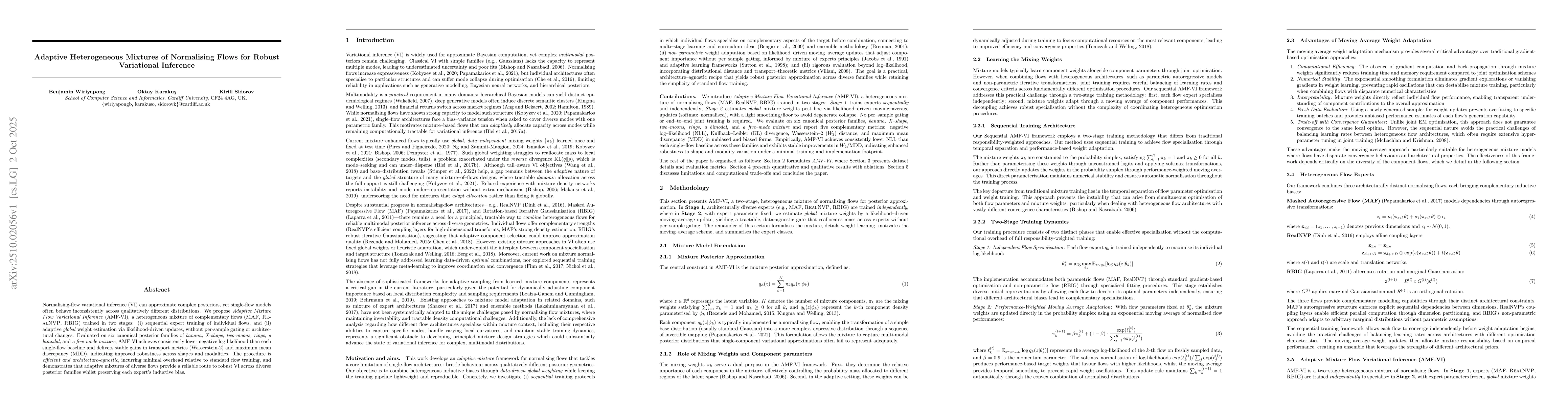 Thumbnail for Adaptive Heterogeneous Mixtures of Normalising Flows for Robust
  Variational Inference