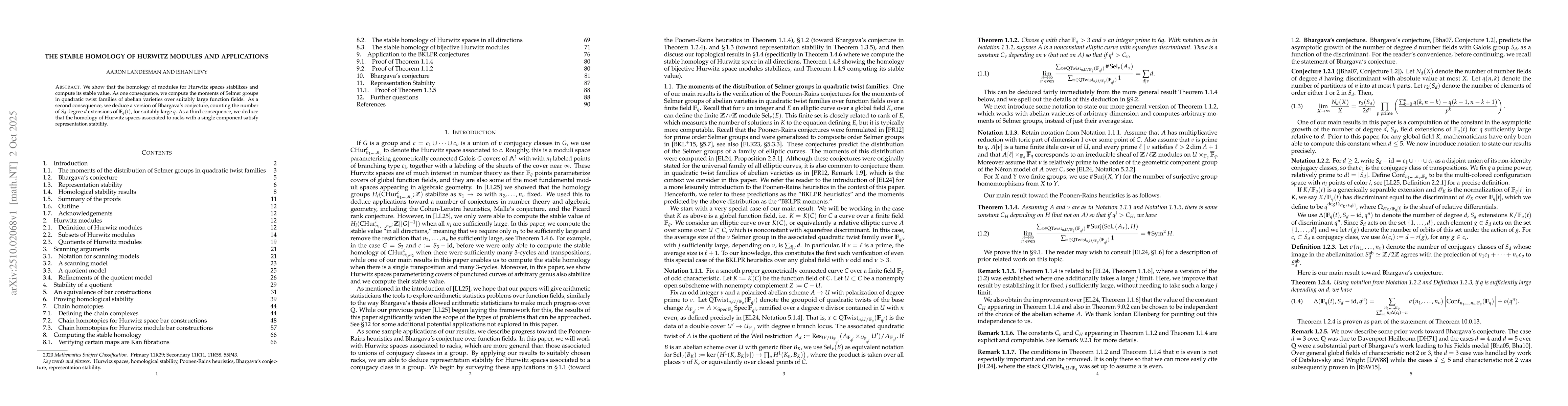 Thumbnail for The stable homology of Hurwitz modules and applications