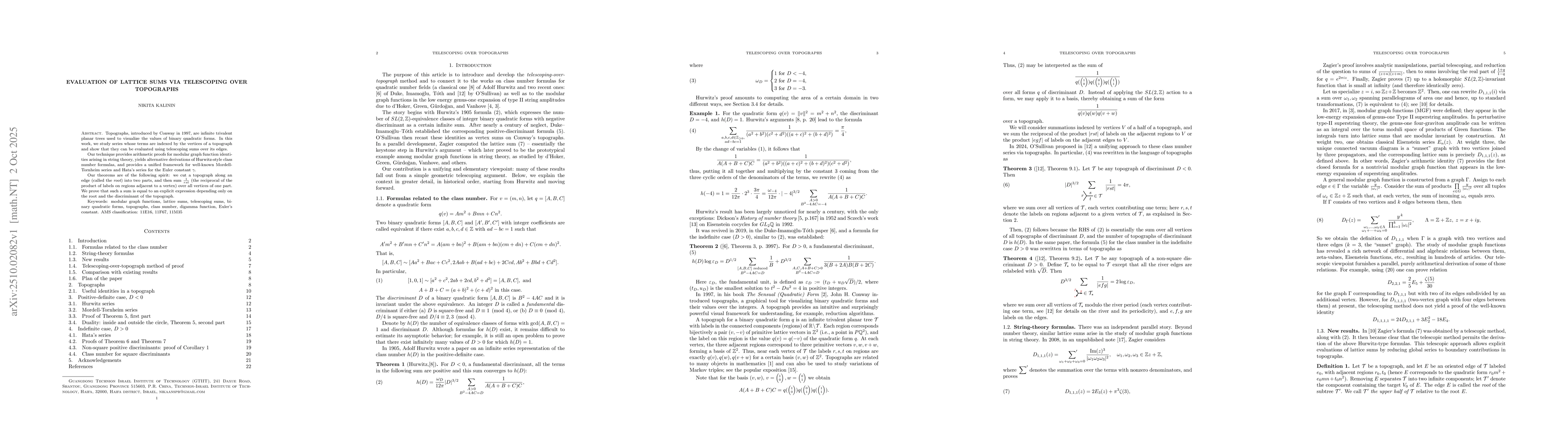 Thumbnail for Evaluation of lattice sums via telescoping over topographs