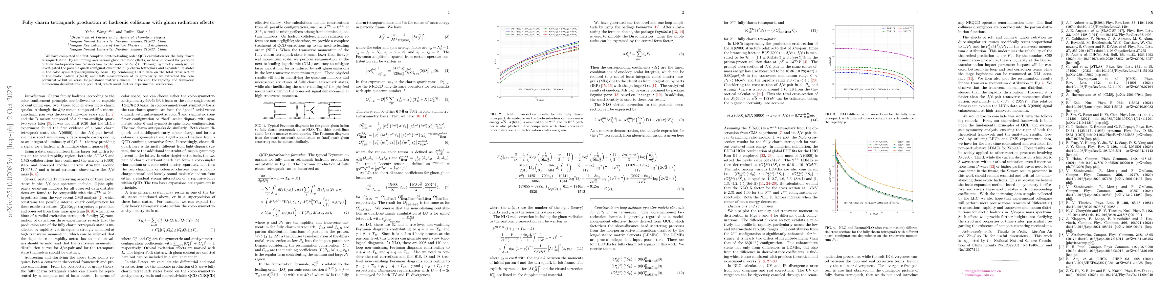 Thumbnail for Fully charm tetraquark production at hadronic collisions with gluon
  radiation effects