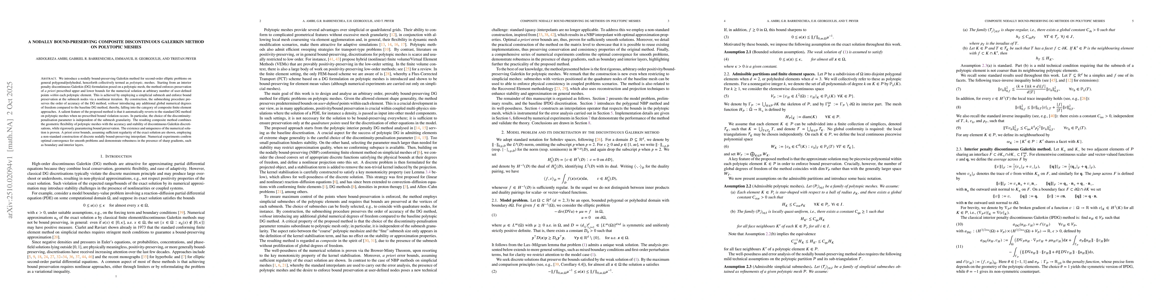 Thumbnail for A nodally bound-preserving composite discontinuous Galerkin method on
  polytopic meshes