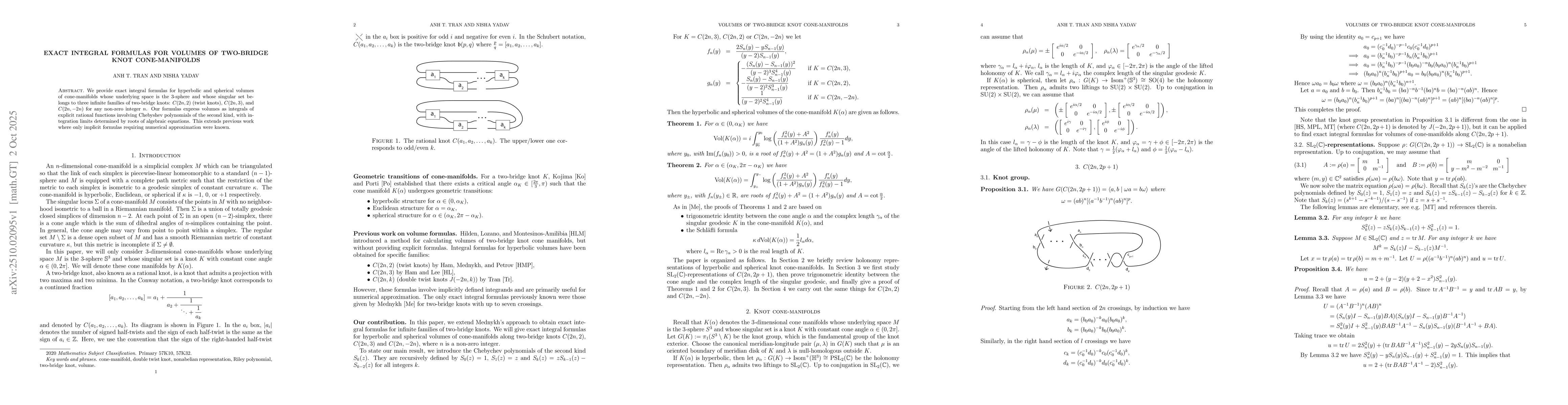 Thumbnail for Exact integral formulas for volumes of two-bridge knot cone-manifolds