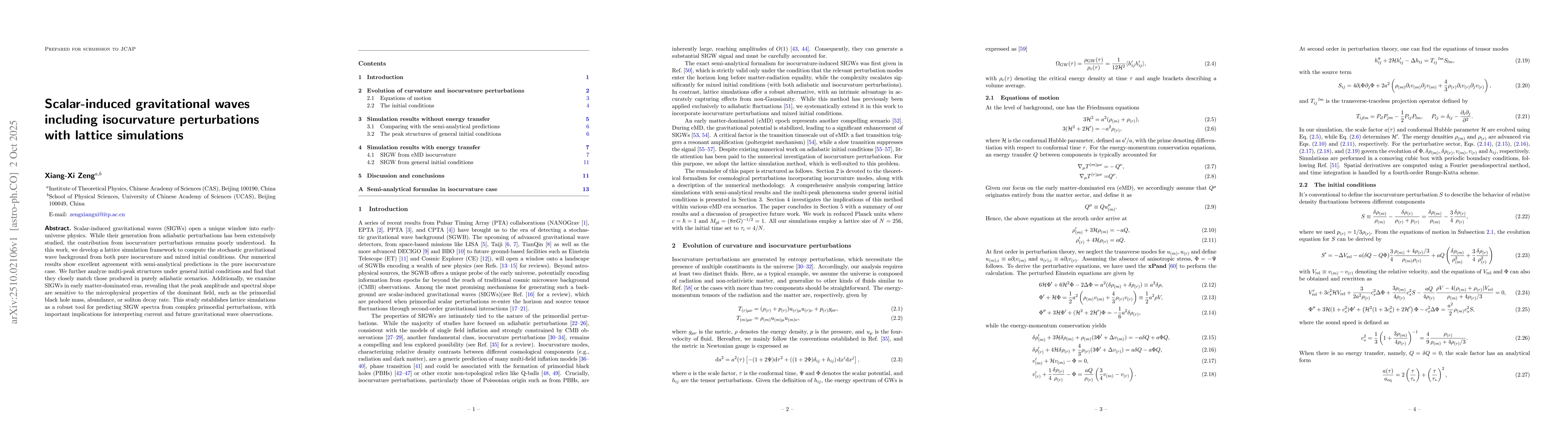 Thumbnail for Scalar-induced gravitational waves including isocurvature perturbations
  with lattice simulations