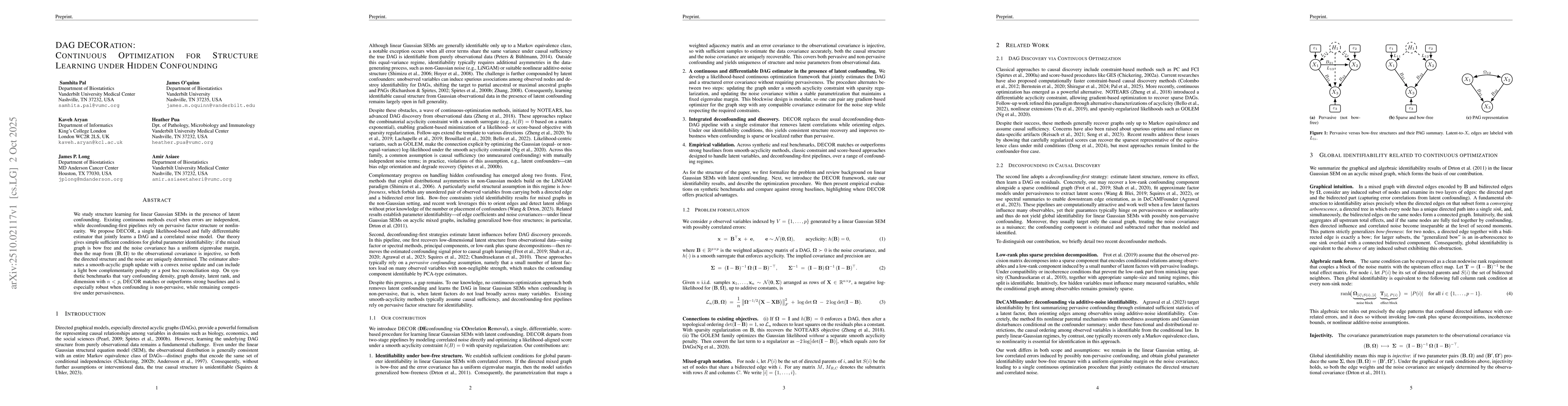 Thumbnail for DAG DECORation: Continuous Optimization for Structure Learning under
  Hidden Confounding