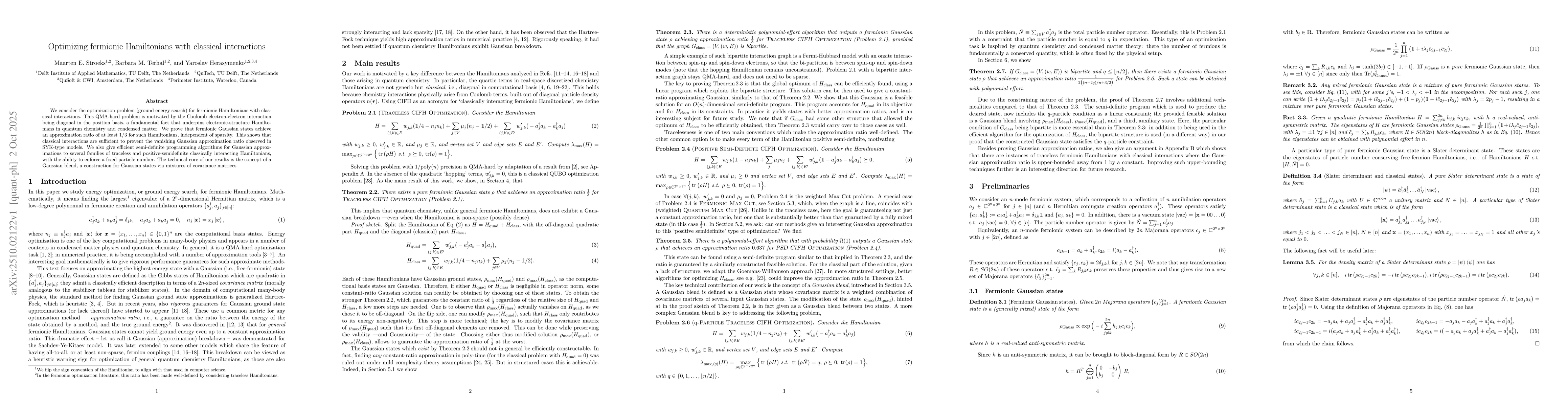 Thumbnail for Optimizing fermionic Hamiltonians with classical interactions