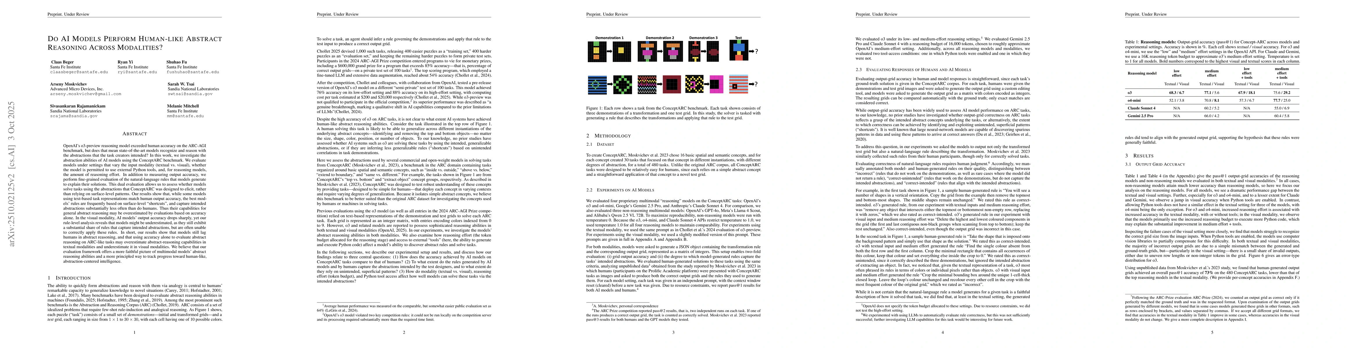 Thumbnail for Do AI Models Perform Human-like Abstract Reasoning Across Modalities?