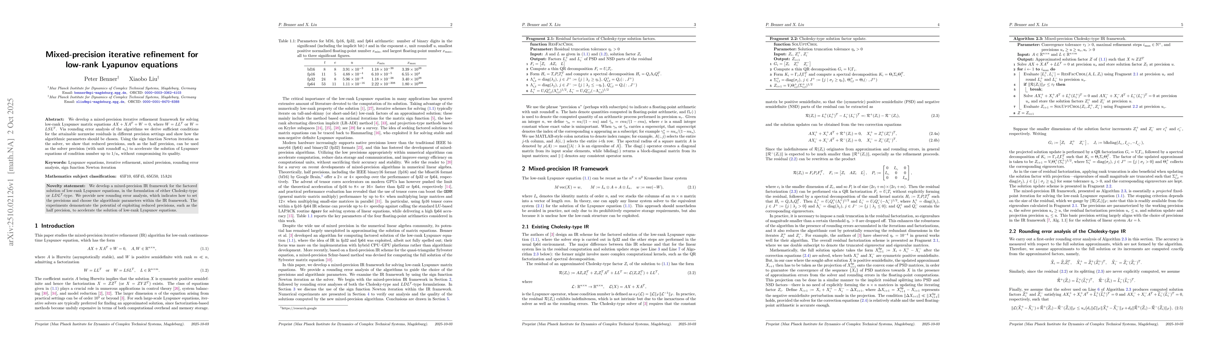 Thumbnail for Mixed-precision iterative refinement for low-rank Lyapunov equations