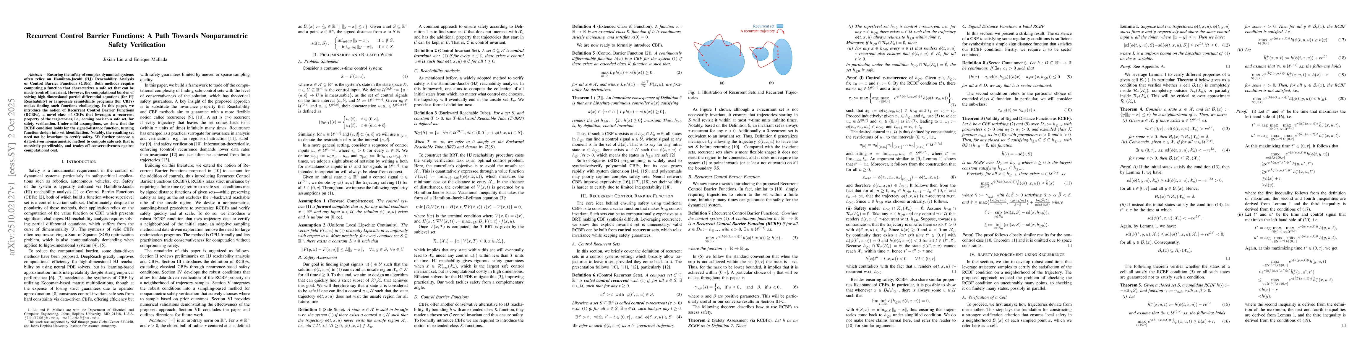 Thumbnail for Recurrent Control Barrier Functions: A Path Towards Nonparametric Safety
  Verification
