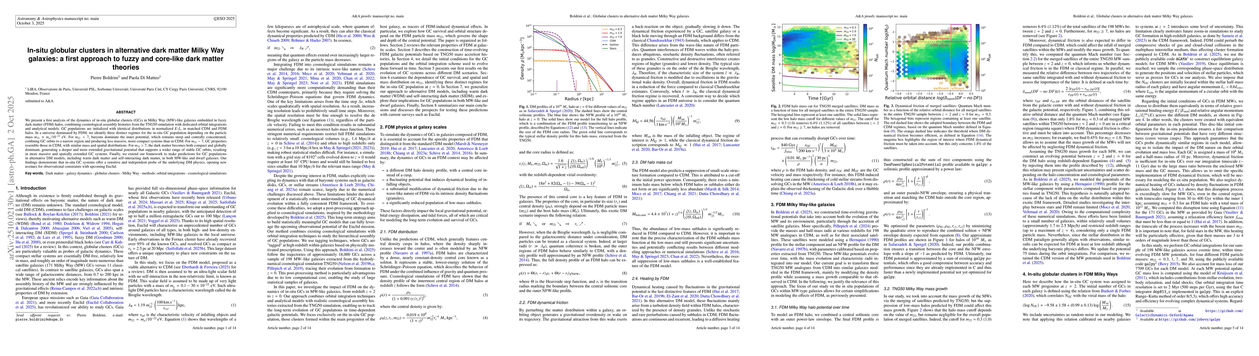 Thumbnail for In-situ globular clusters in alternative dark matter Milky Way galaxies:
  a first approach to fuzzy and core-like dark matter theories
