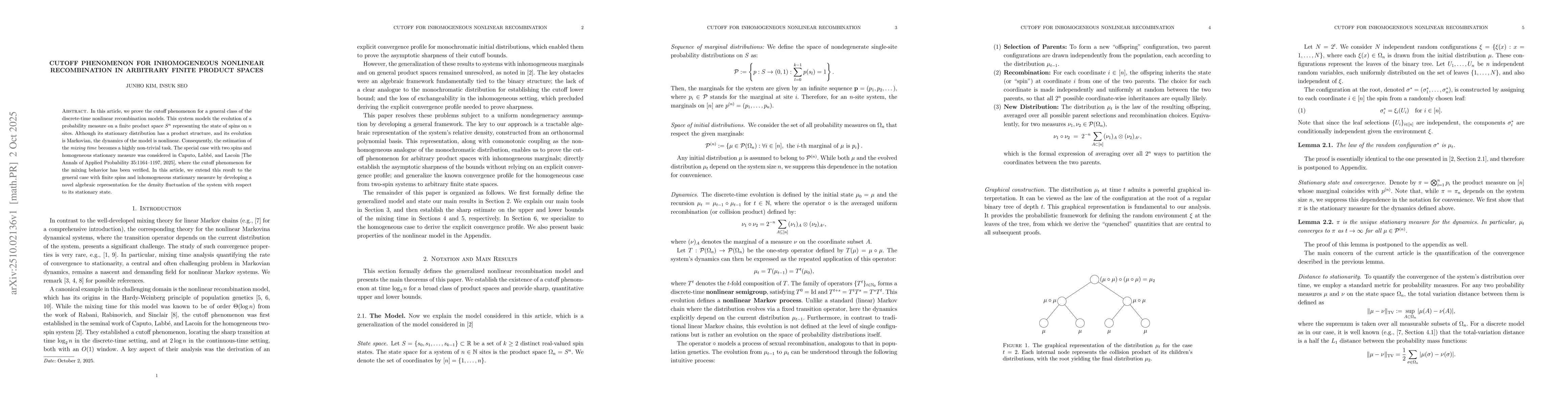 Thumbnail for Cutoff Phenomenon for Inhomogeneous Nonlinear Recombination in Arbitrary
  Finite Product Spaces