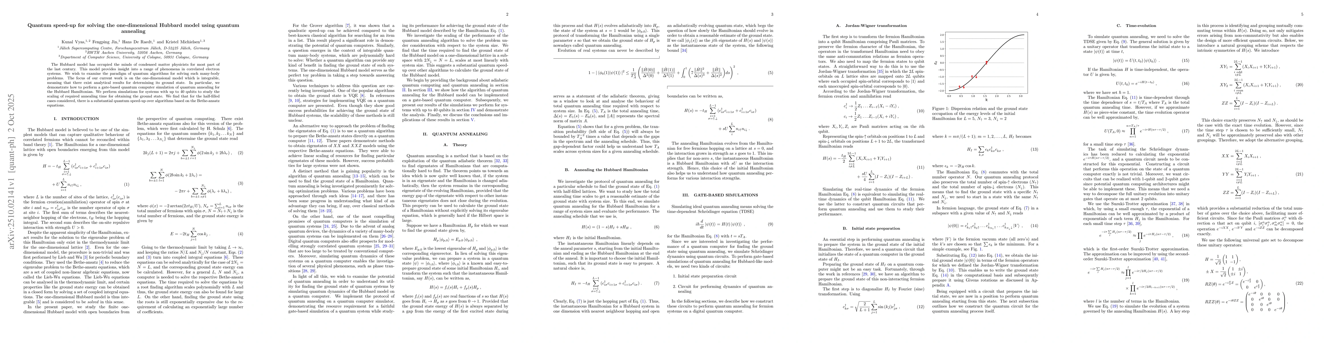 Thumbnail for Quantum speed-up for solving the one-dimensional Hubbard model using
  quantum annealing