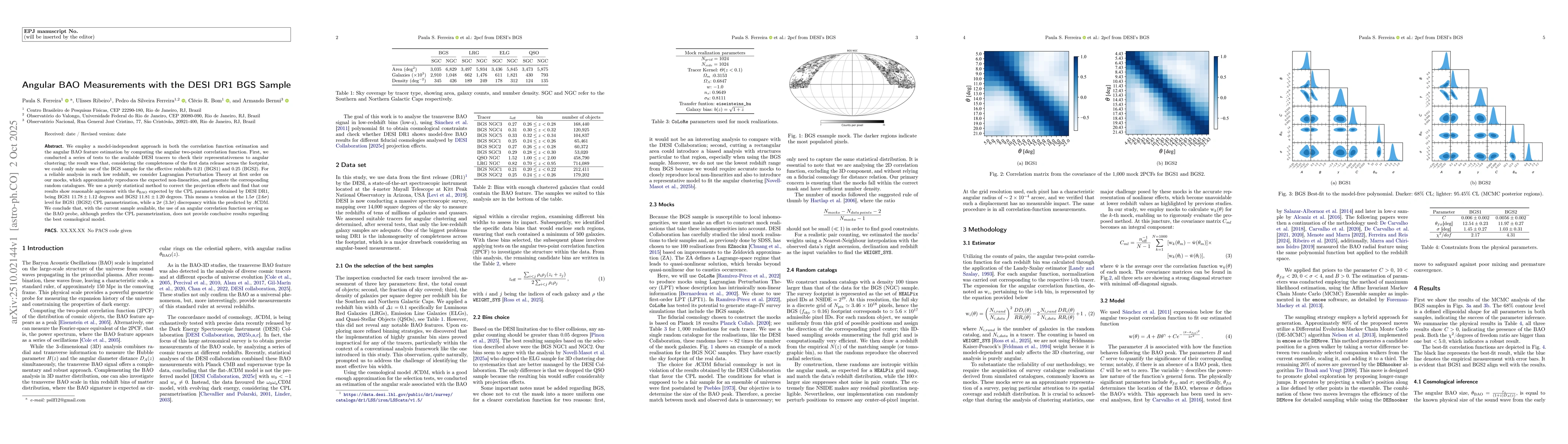 Thumbnail for Angular BAO Measurements with the DESI DR1 BGS Sample