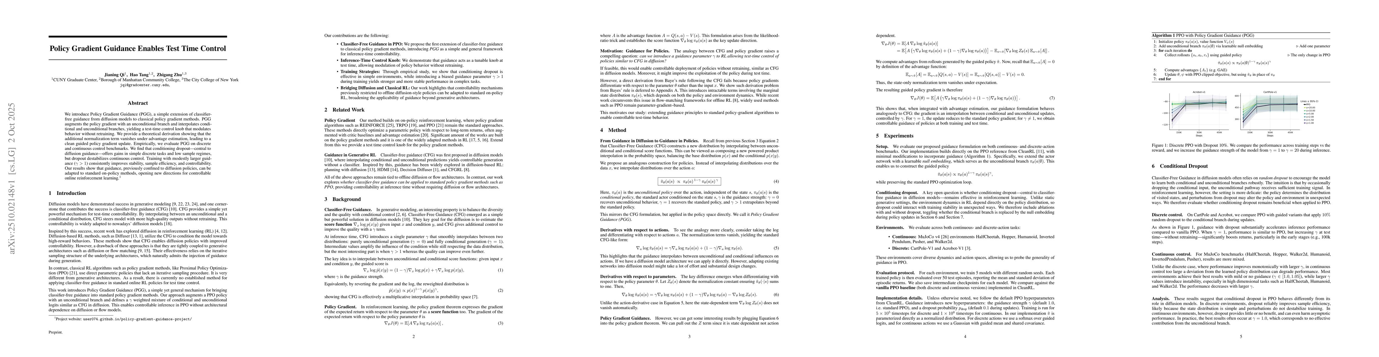 Thumbnail for Policy Gradient Guidance Enables Test Time Control