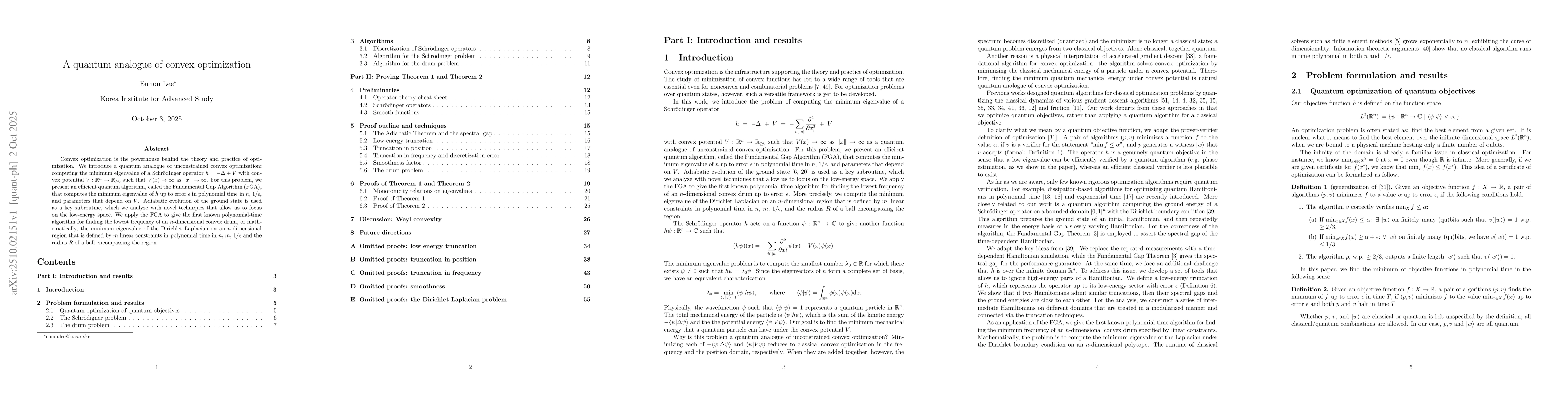 Thumbnail for A quantum analogue of convex optimization