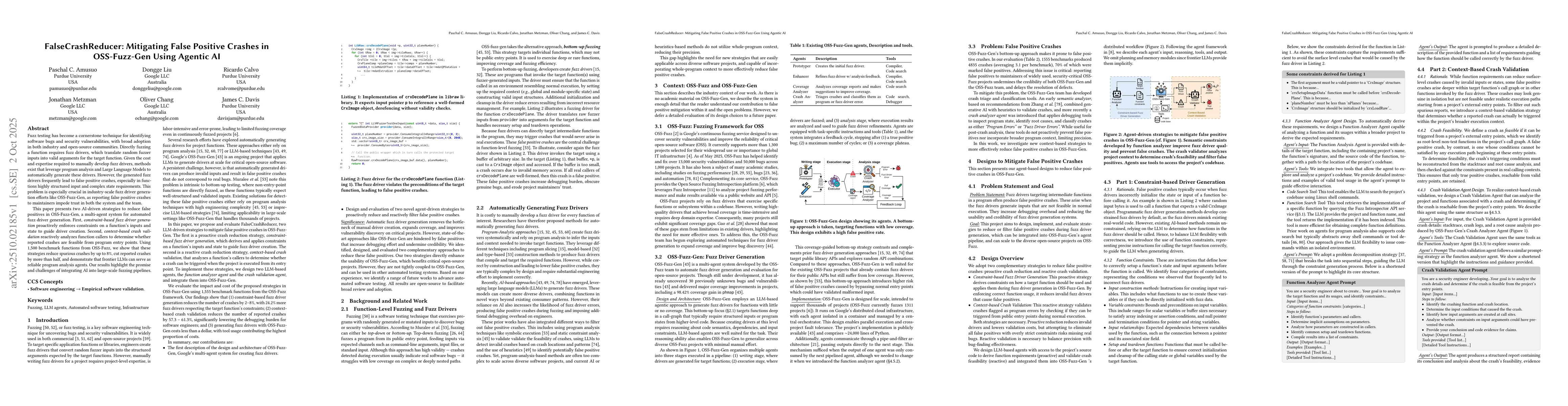 Thumbnail for FalseCrashReducer: Mitigating False Positive Crashes in OSS-Fuzz-Gen
  Using Agentic AI