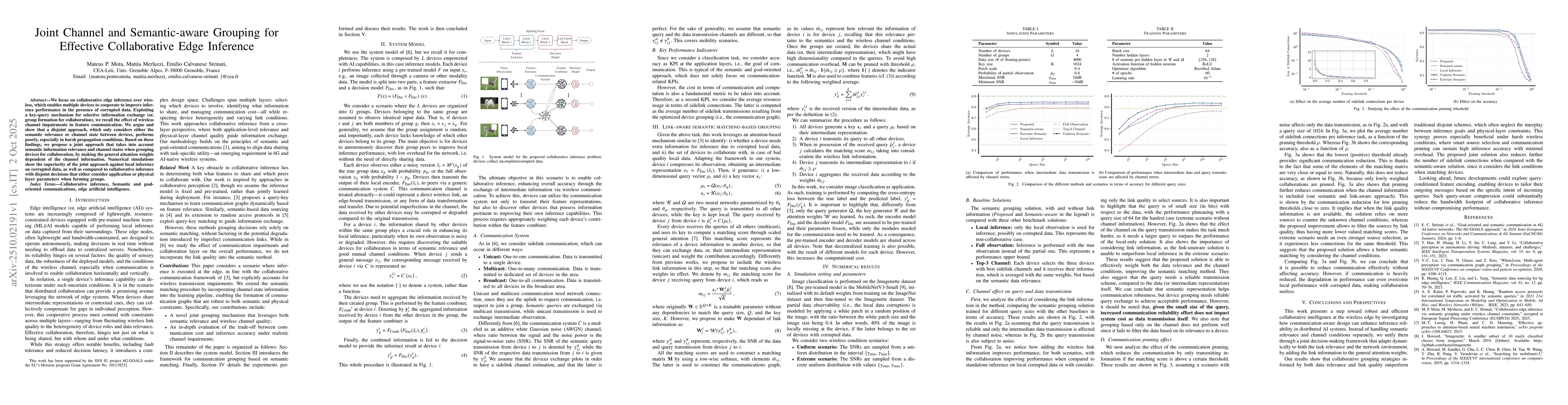 Thumbnail for Joint Channel and Semantic-aware Grouping for Effective Collaborative
  Edge Inference