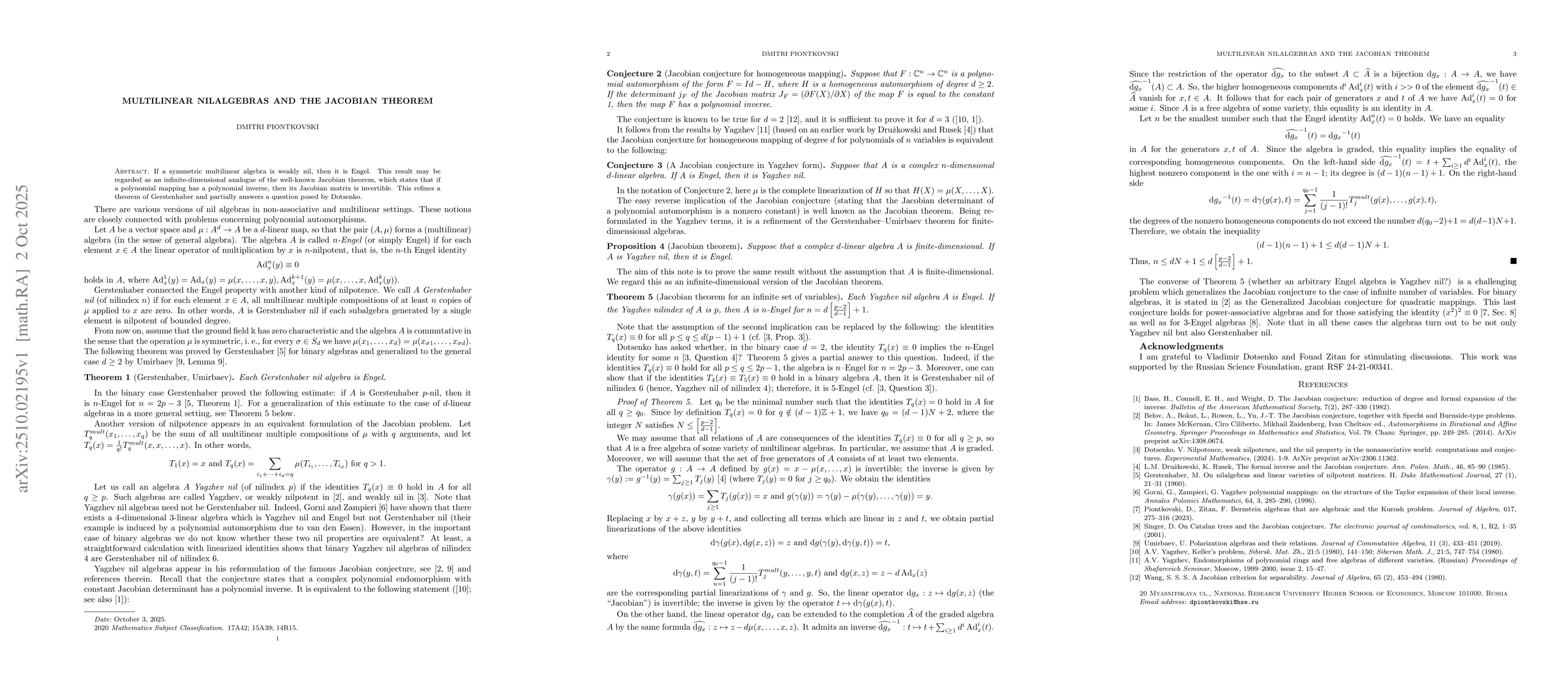 Thumbnail for Multilinear nilalgebras and the Jacobian theorem
