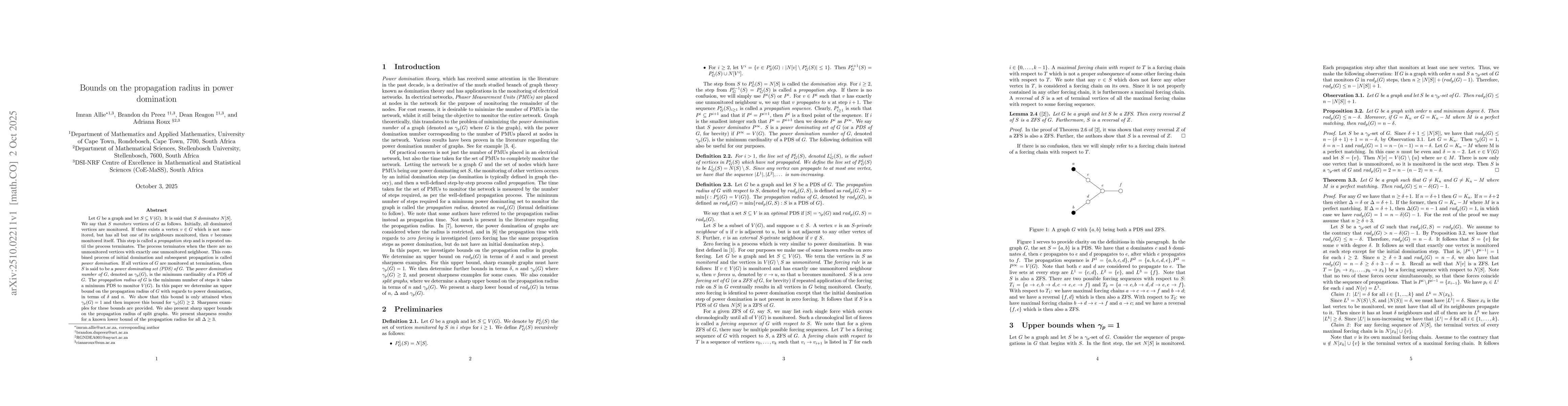 Thumbnail for Bounds on the propagation radius in power domination
