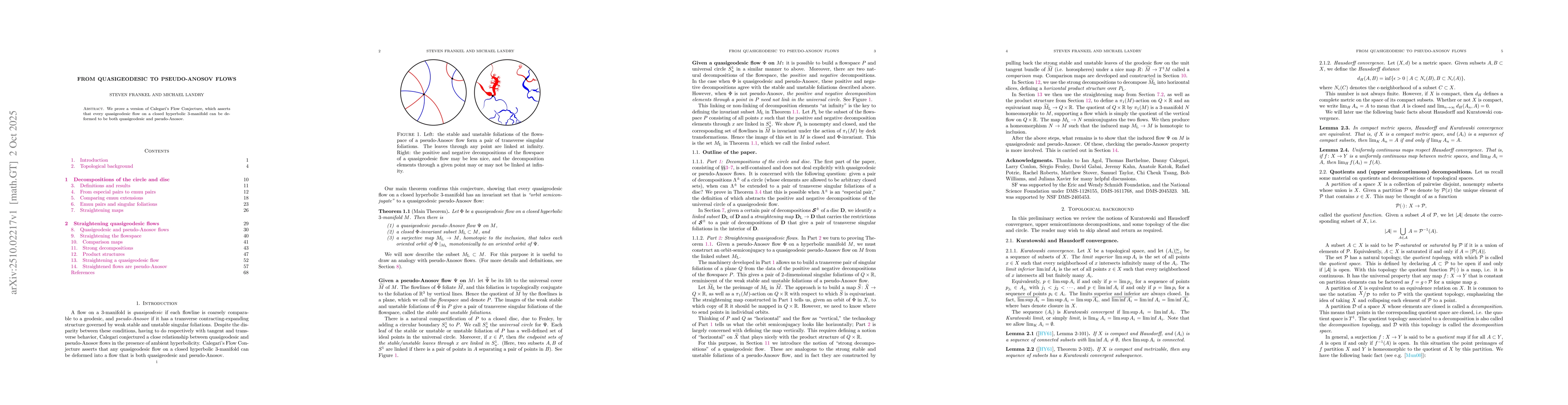 Thumbnail for From quasigeodesic to pseudo-Anosov flows