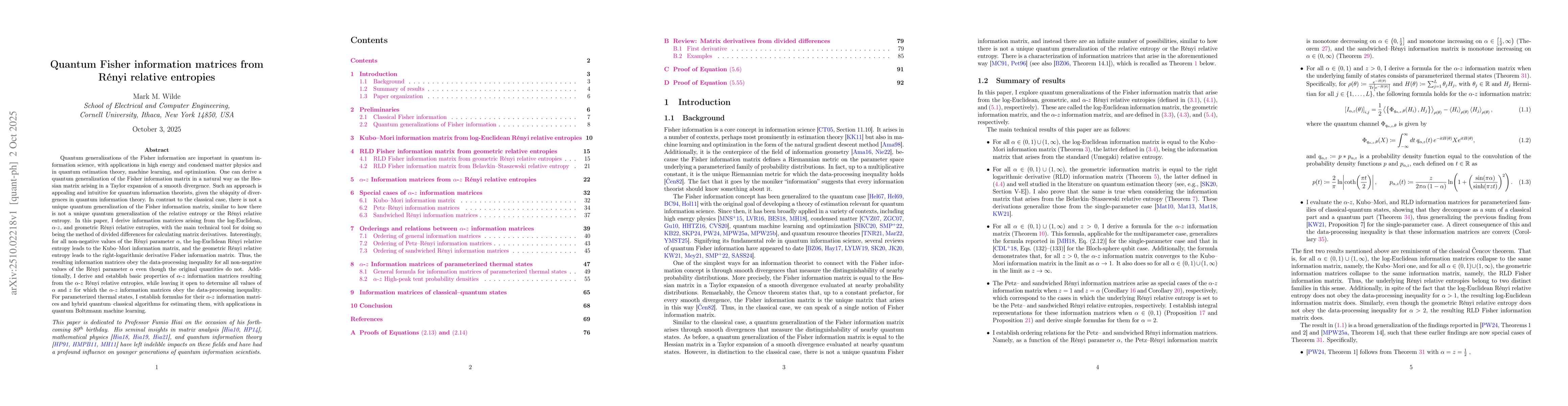 Thumbnail for Quantum Fisher information matrices from Rényi relative entropies