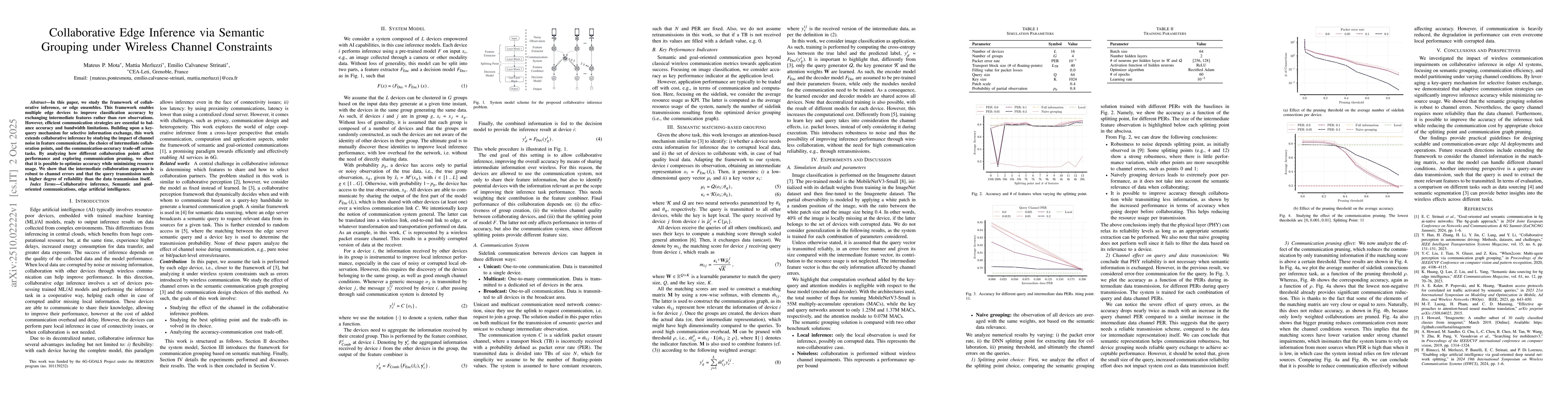 Thumbnail for Collaborative Edge Inference via Semantic Grouping under Wireless
  Channel Constraints