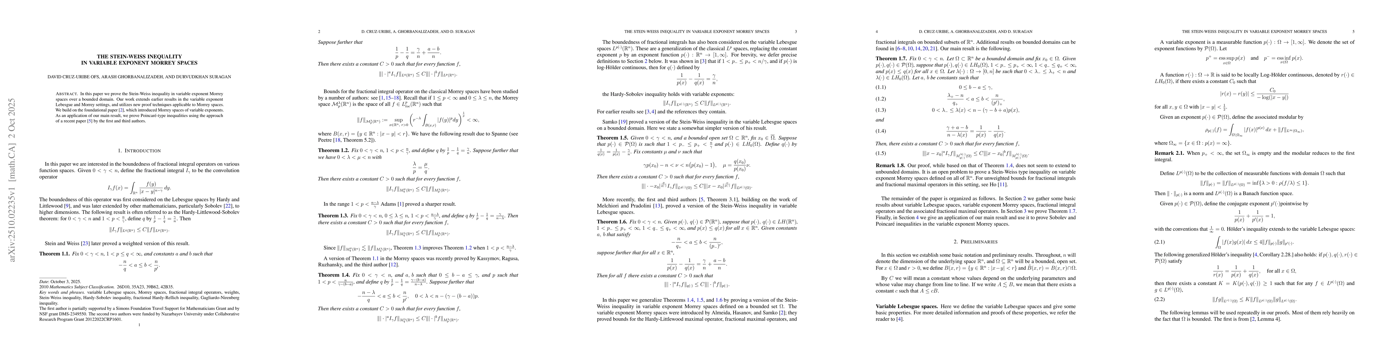 Thumbnail for The Stein-Weiss inequality in variable exponent Morrey spaces