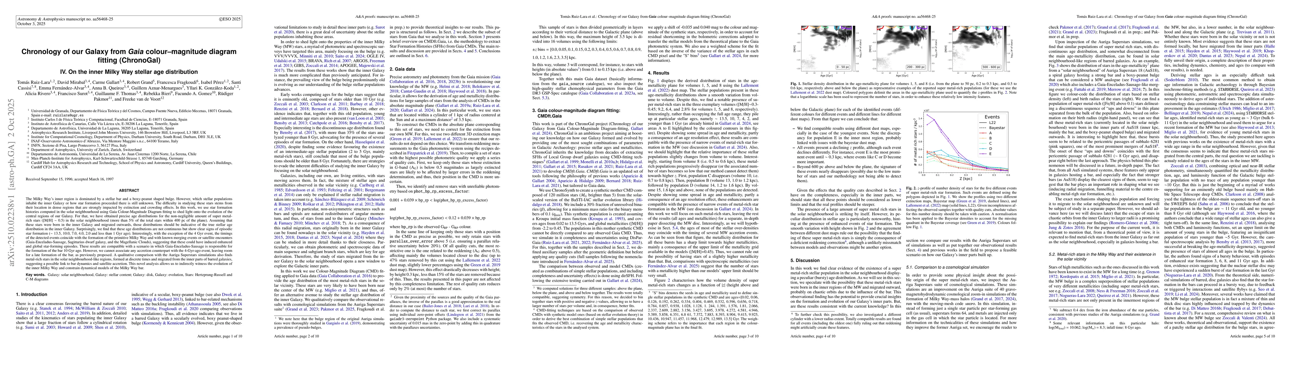 Thumbnail for Chronology of our Galaxy from Gaia colour-magnitude diagram fitting
  (ChronoGal): IV. On the inner Milky Way stellar age distribution